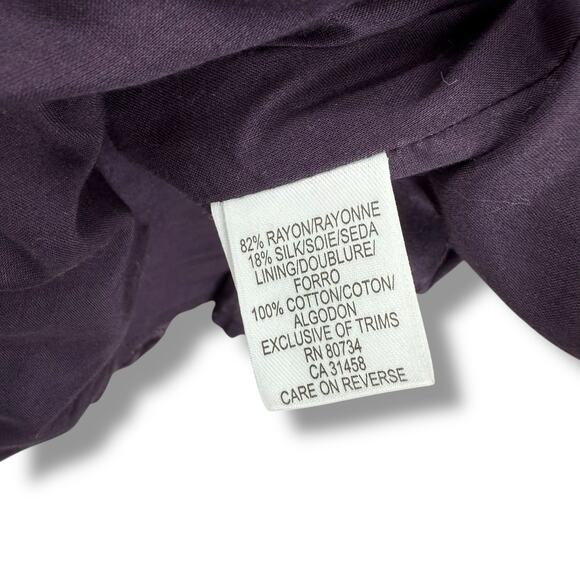 BCBG MaxAzria Dark Purple Velvet Blazer Size XS Button Front Jacket Silk Blend - Picture 8 of 9